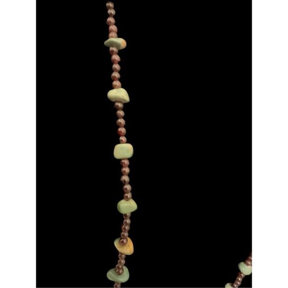 Green Turquoise and Garnet Necklace - Picture 13 of 15